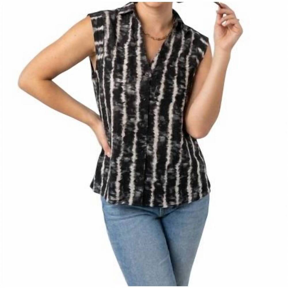 NEW APNY ruffle neck tank top in black/white